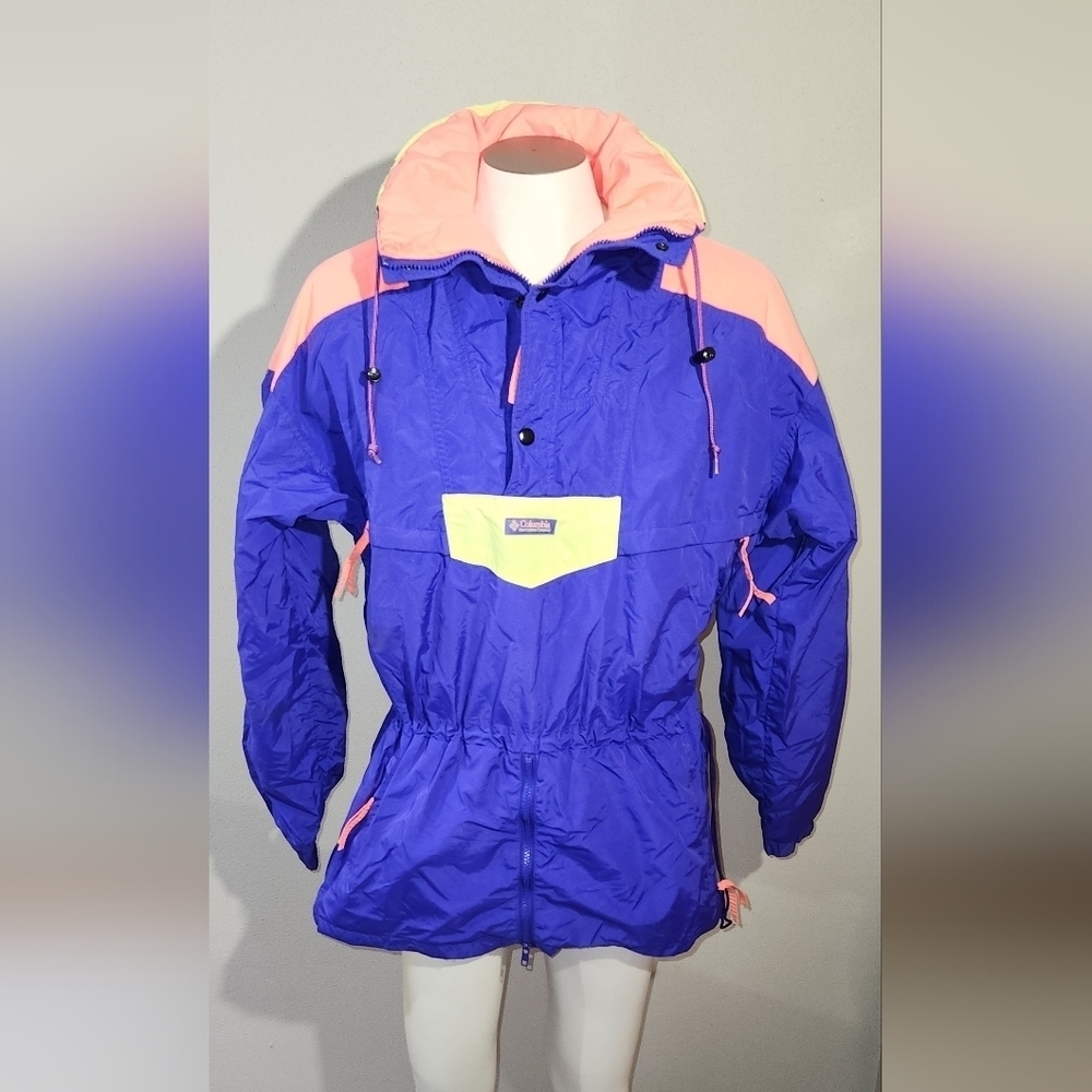 Vintage 1990s Columbia Color Block Hooded Ski Snow Pullover Jacket Men's